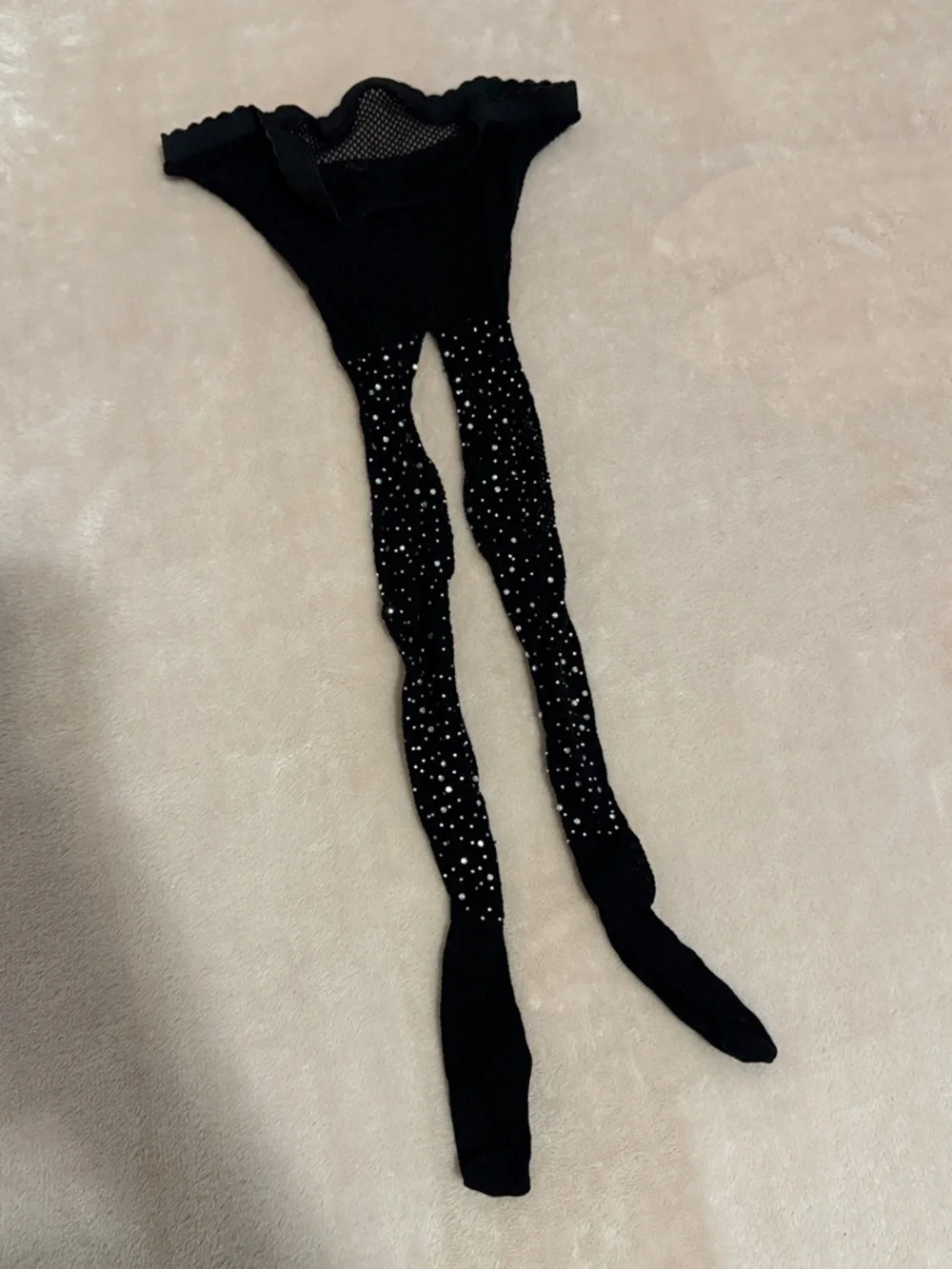 Steve Madden Black Rhinestone Fishnet Tights